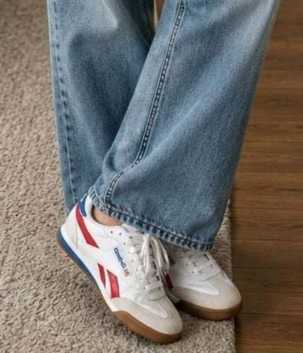 Reebok Court Low Top Leather Sneakers White/Red/Blue Unisex Kids US 5